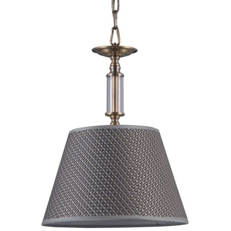 Italux Zanobi - Suspension classique à suspendre bronze antique 1 lumière avec abat-jour gris, E14
