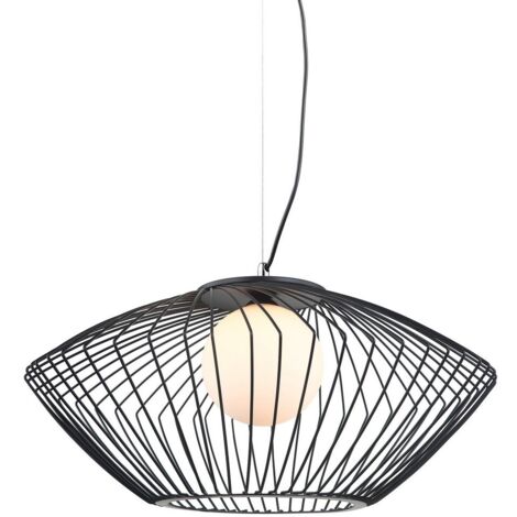 Italux Zeno - Pendentif suspendu moderne noir 1 lumière avec abat-jour noir, blanc, E27