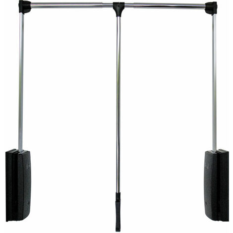 Itar – Élévateur de penderie double – Largeur réglable 600 à 830 mm – Poignée ergonomique ABS noir – Fixation latérale