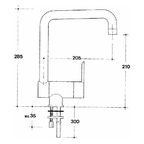 Itar – Mitigeur de cuisine à bec rabattable – Hauteur 300 mm – Saillie 200 mm – Finition chromée – Laiton – Cartouche céramique pour débit contrôlé