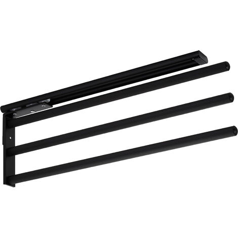 Itar – Porte torchon coulissant noir – 3 bras – Hauteur 148 mm – Installation latérale ou sous plan de travail – Accessoire rangement cuisine