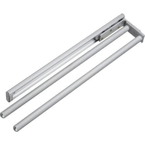 Itar – Porte-torchons coulissant aluminium – 2 bras – Longueur 442 mm – Largeur 38 mm – Hauteur 92 mm – Finition argentée