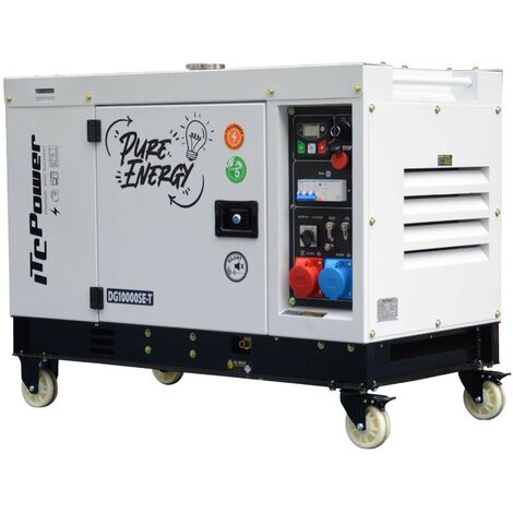 Itc Power – Groupe électrogène diesel 10,6 kVA triphasé et monophasé – Moteur 4 temps – Autonomie 10h – Niveau sonore 72 dB à 7m - DG10000SE-T