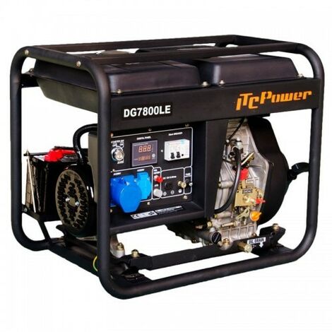 Itc Power – Groupe électrogène diesel 6500W AVR monophasé – Démarrage automatique ATS – Autonomie 13h – Idéal pour installations solaires - DG7800LE