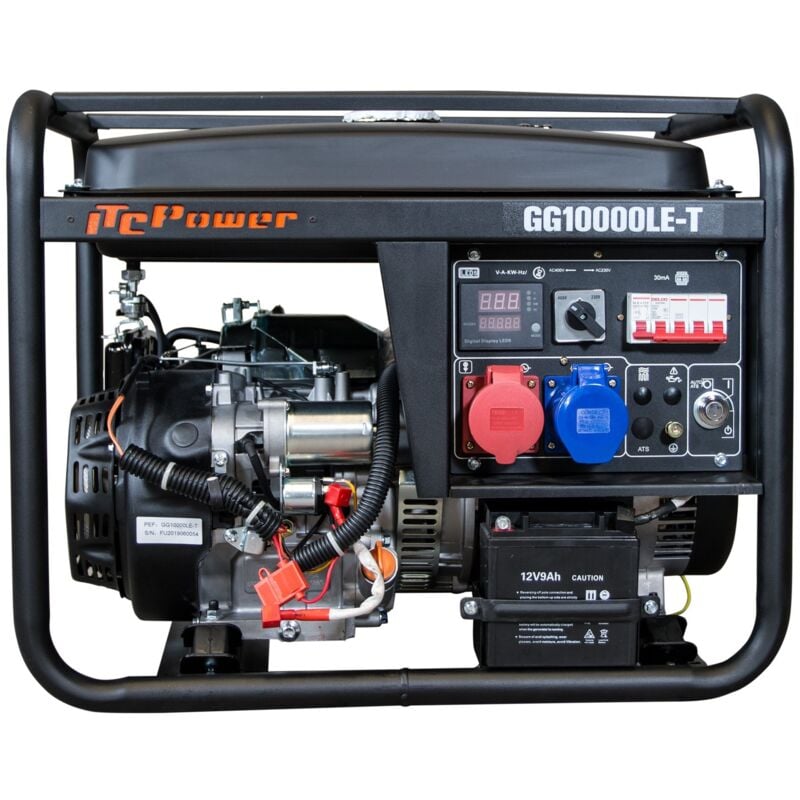 

ITCPOWER - Generador Gasolina IT-GG10000LET Full Power 7/7,5 Kw a 230v, 8,8Kva/9,4Kva a 400v. Arranque eléctrico. Panel digital LED 5