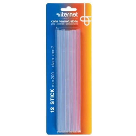 Iternet Colla a caldo 7mm x 20cm 12 stick trasparenti per pistola termocollante