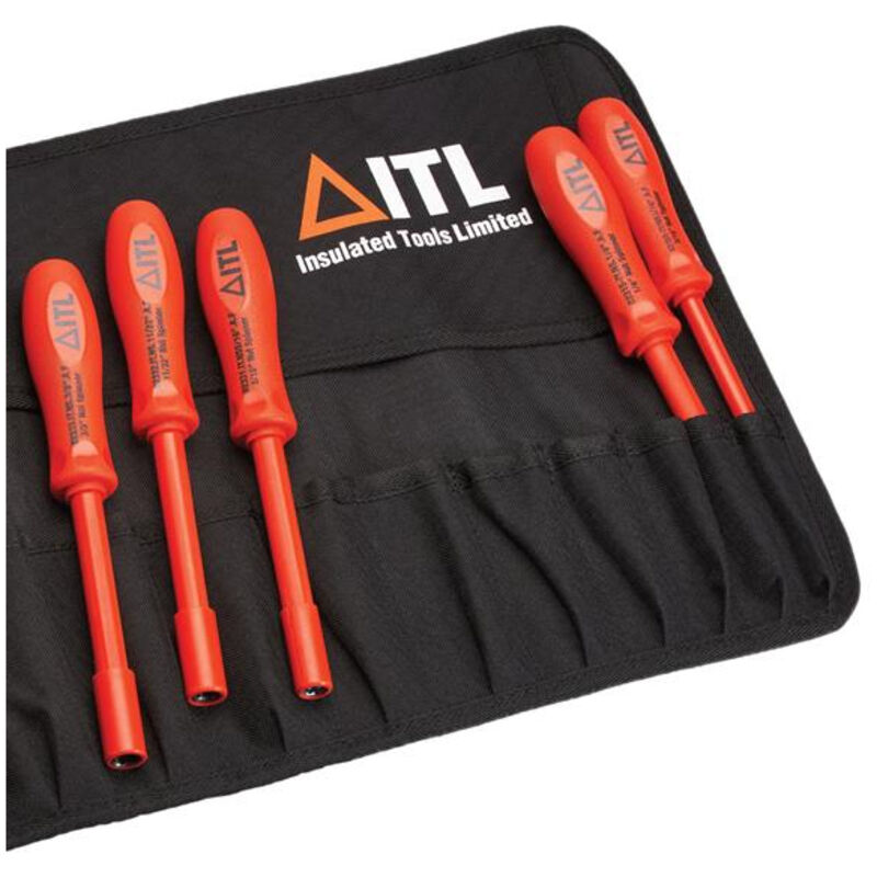 ITL Insulated Tools Ltd Hexagon Nut Driver Set, 0BA, 2BA, 4BA, 6BA, 8BA Tip VDE/1000V Approved, 340mm Overall