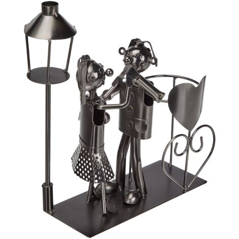 ito electronics - Portabottiglie coppia danzante con lanterna per tea light, Adatto a bottiglie con un diametro massimo di 8 cm (bottiglie di vino da 0,75 litri), Dimensioni: circa 23 x 9x 28 cm