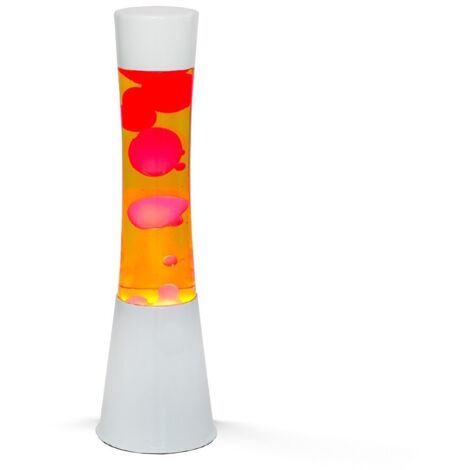 ITotal XL1757 Lampe à Lave 40 cm avec Base Blanche, Liquide Jaune et Cire Rouge
