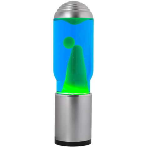 ITotal XL2199 Lampe à Lave  avec Base Argentée, Liquide Bleu et Cire Verte