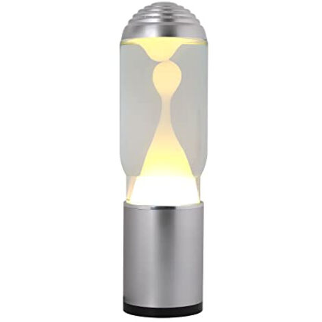 ITotal XL2200 Lampe à Lave avec Base Argentée, Liquide Transparent et Cire Blanche