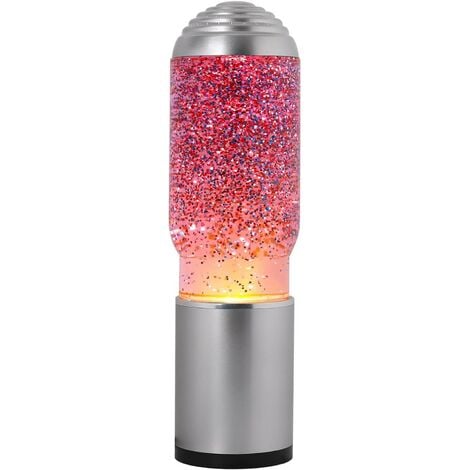 Lampe à Lave Timmy au design rétro en rose poli avec cire rose et liquide  clair H:36 cm