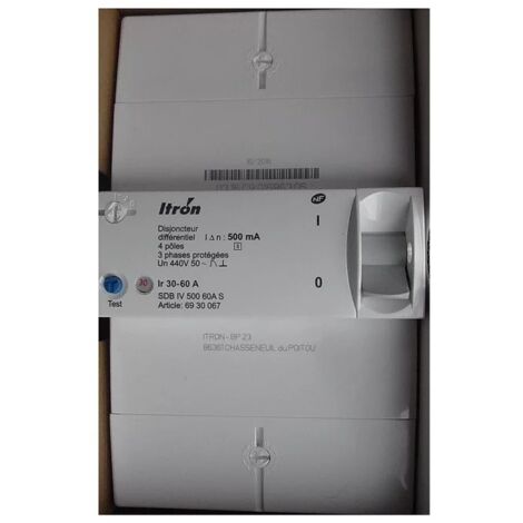 Itron 400029 EDF connection circuit breaker type 4P - 30-60A - 500mA - Selective - SDB IV 500 60A S