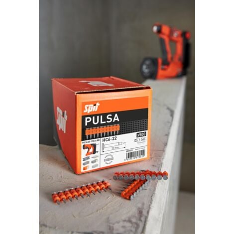 ITW HC6 22 mm, chiodi Spit Pulsa, chiodi speciali, incl. 3 cartucce di gas, 1500 pezzi chiodi 22 mm (057698)