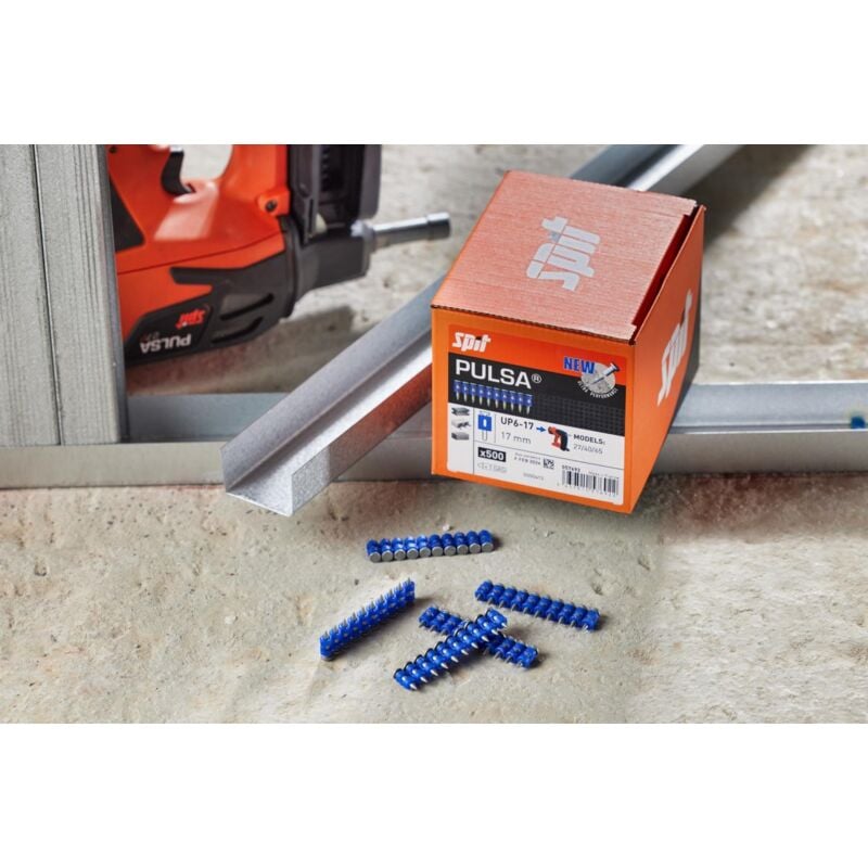 Itw UP6 22 mm, clous Spit Pulsa, clous spéciaux, incl. 1 cartouche de gaz, 500 pièces clous 22 mm (057693)