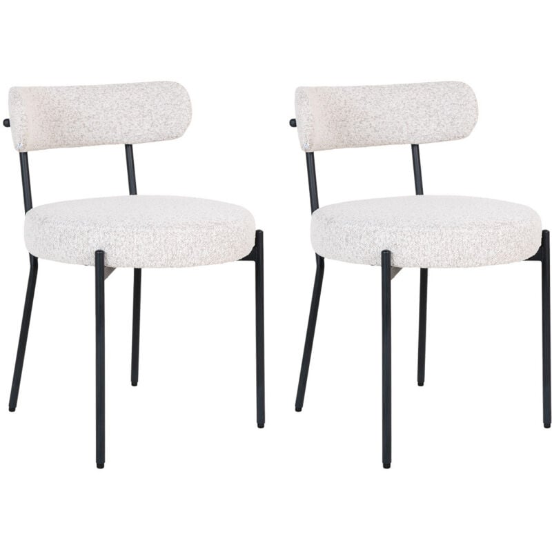 Lisa Design - Ivanec - lot de 2 chaises - en tissu bouclette - noir / blanc