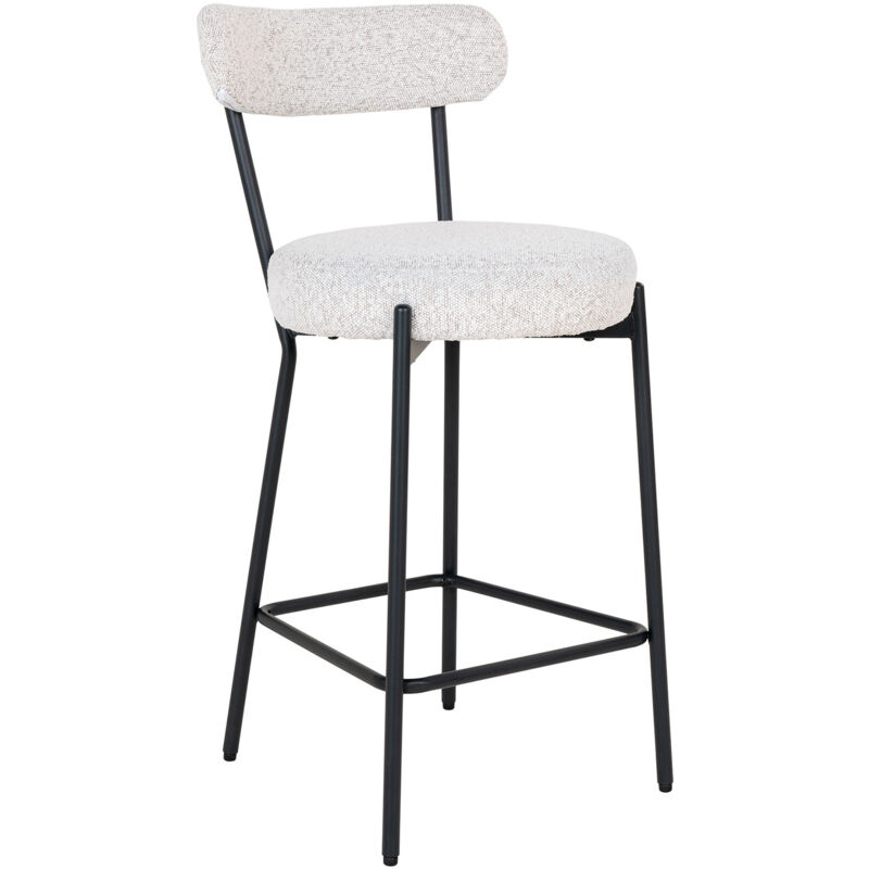 Lisa Design - Ivanec - tabouret de bar - en tissu bouclette - noir / blanc