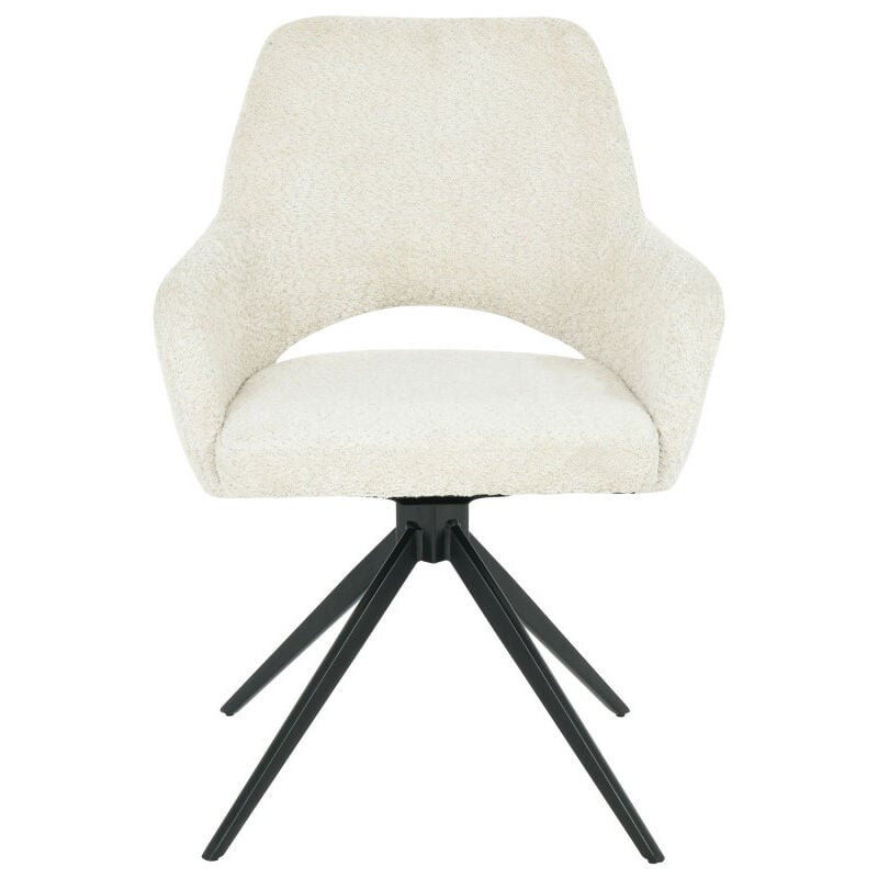 Chaise de bureau en tissu bouclette et métal - Écru chiné - IVAR