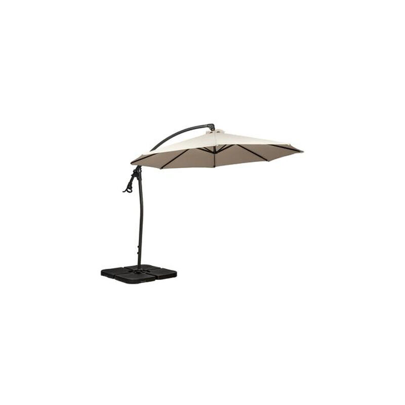 Ivory 3m Deluxe Pedal Operated Rotational Cantilever Over Hanging Powder Coated Parasol with Cross Stand
