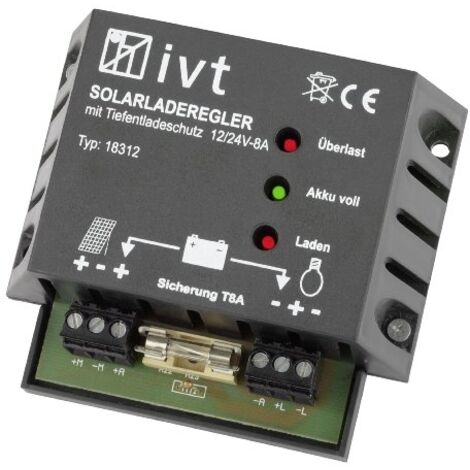 IVT Shunt Laderegler PWM 12 V, 24 V 8 A