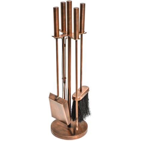 Ivyline Set di Accessori per caminetto in Rame Anticato con Supporto, 50 x 15 cm (Altezza x Larghezza)