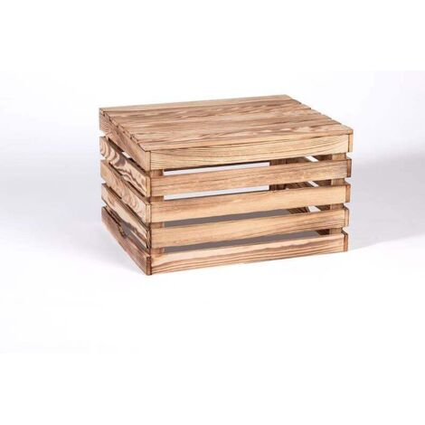 iWerk Holzkiste Geflammt M 50 x 40 x 30 cm Aufbewahrungsbox Box Holzbox