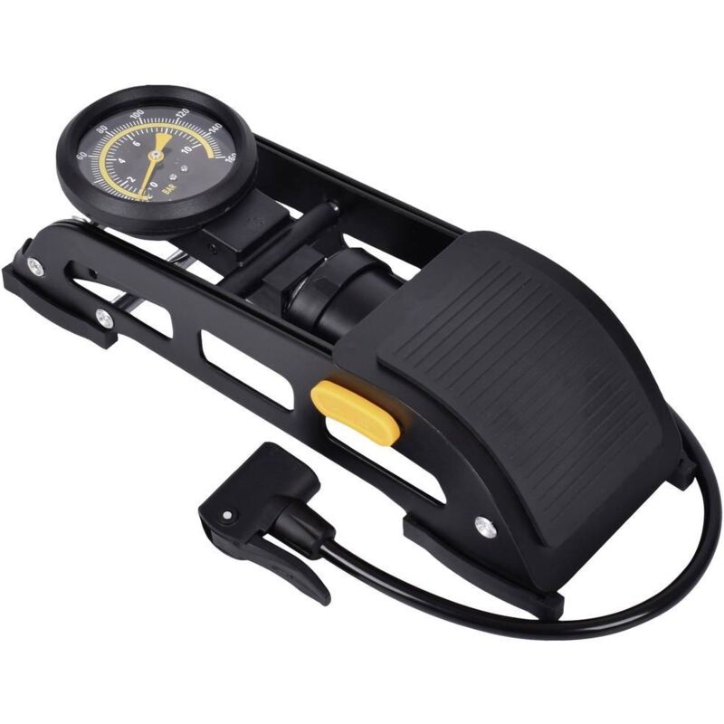 IWH - 019700 Pompe à pied 10 bar manomètre analogique, 1 cylindre