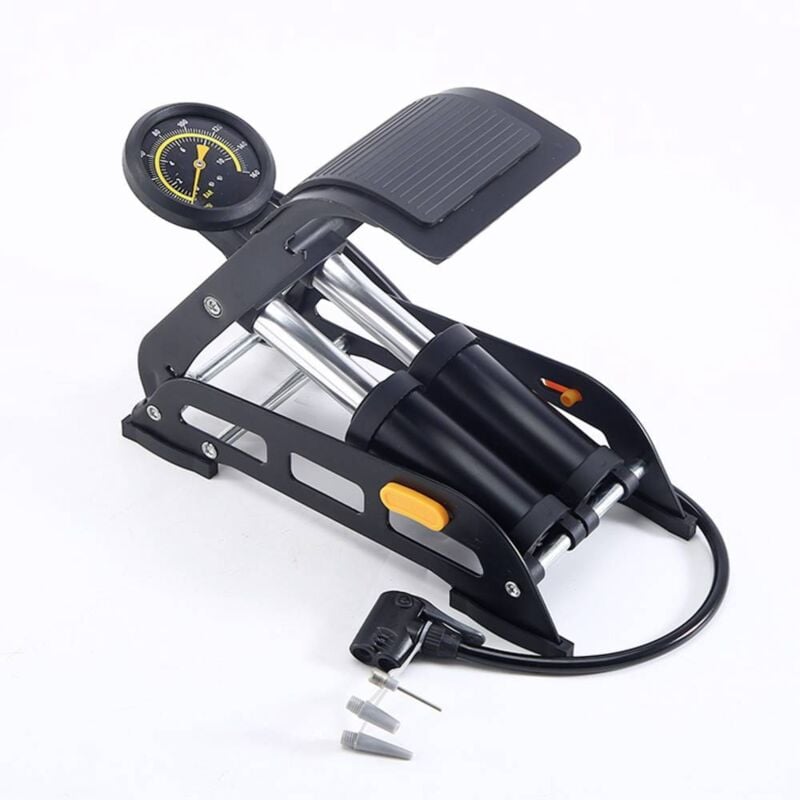 IWH - 019701 Pompe à pied 10 bar manomètre analogique, 2 cylindres