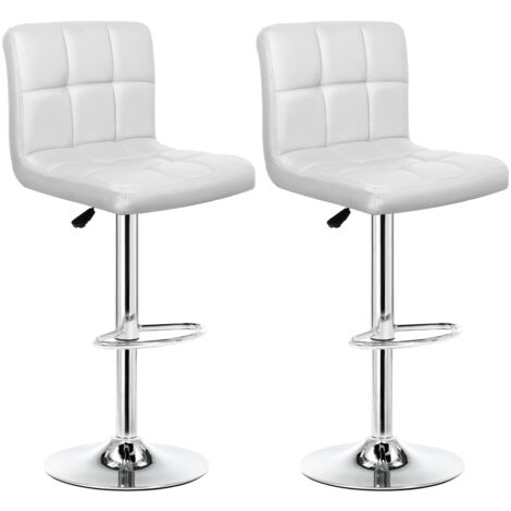 IWMH 2 Set Bar Stools, Swivel Bar Chair with Backrest and Footrest for Kitchen Bar Coffee - White
