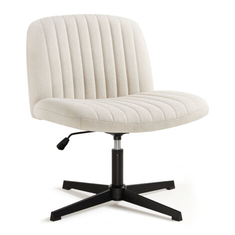 IWMH Chaise de Bureau, Chaise en tissu sans roulettes, Fauteuil pivotante réglable en hauteur sans accoudoirs, Siege de maquillage réglable en hauteur - Beige