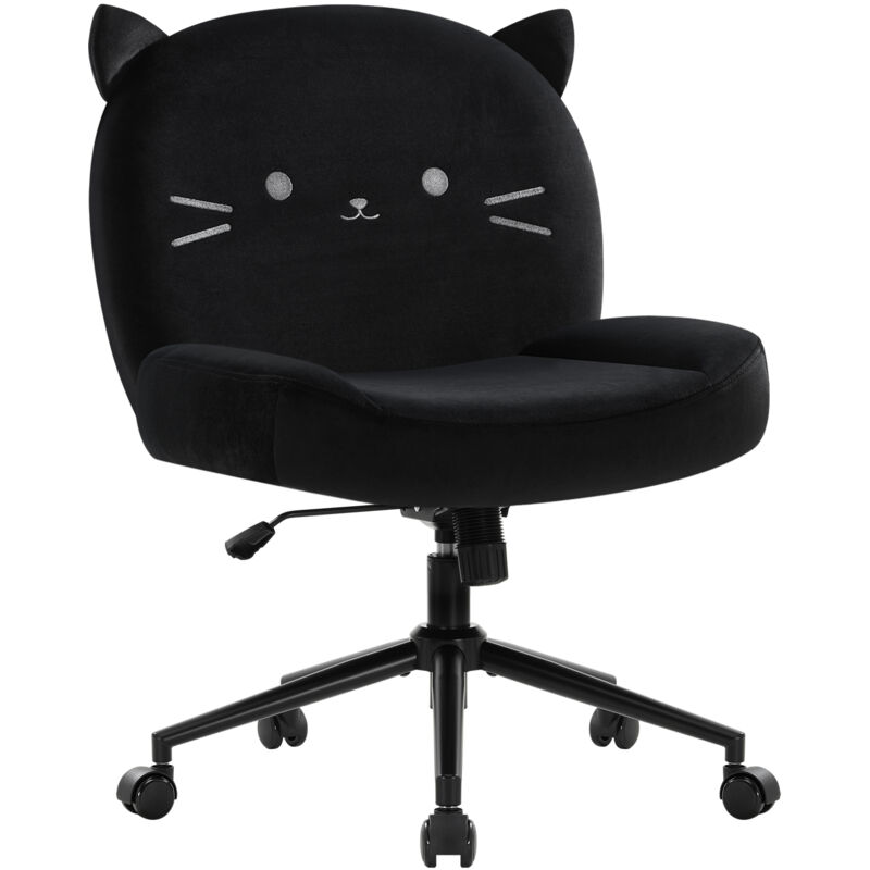 Chaise de bureau sans accoudoir avec roulettes, Chaise d'ordinateur ergonomique à jambes croisées, Siège large et réglable en hauteur (Noir) - Iwmh