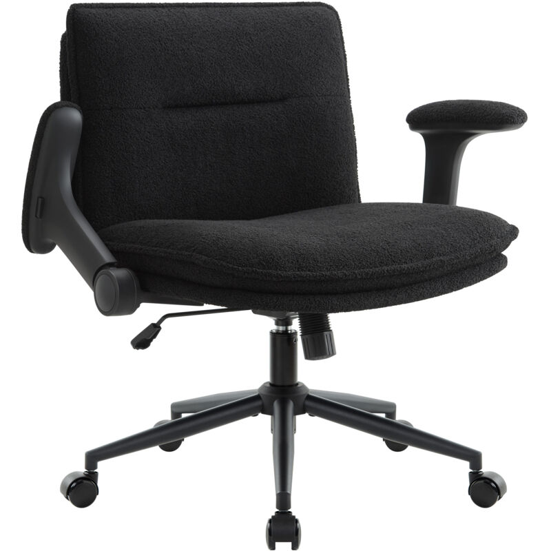 IWMH Chaise de Bureau, Fauteil de Bureau avec Accoudoirs Pliables, Réglable en Hauteur Chaise Pivotante avec Roulettes, Chaise en Tissu pour Bureau