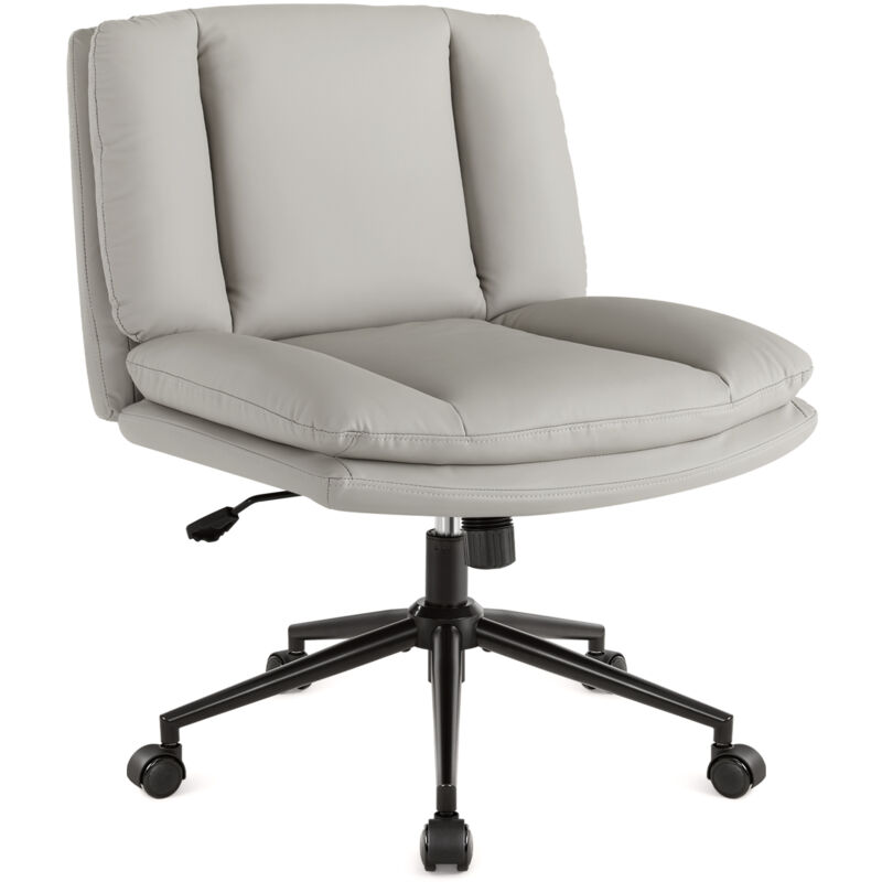 Chaise de Bureau sans Accoudoirs avec Roulettes, Cuir pu Chaise de Maquillage Pivotante Réglable, Chaise d'ordinateur ergonomique pour la Maison, le