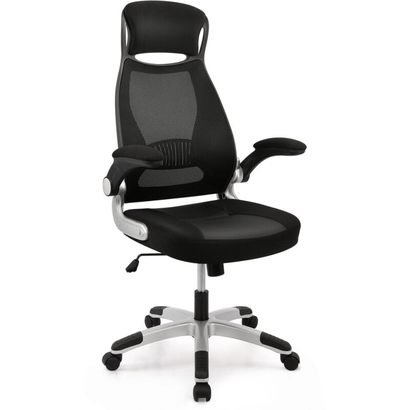 IWMH Mesh Office Chair, Ergonomic Swivel Chair, Height-Adjustable Desk Chair with Headrest and Foldable Armrests