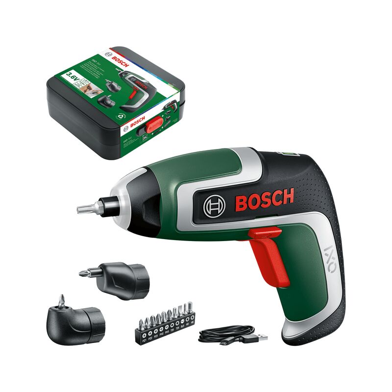 Ensemble tournevis sans fil ixo (7ème génération, 3,6 v, 2,0 Ah, embouts d'angle et excentriques, câble micro-USB, boîte de rangement, set) - Bosch