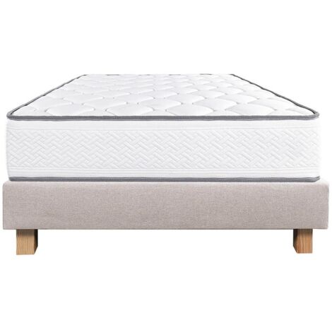 IZAC - Ensemble Matelas Mousse Ep.20cm + Sommier Tapissier Beige 140x200 cm