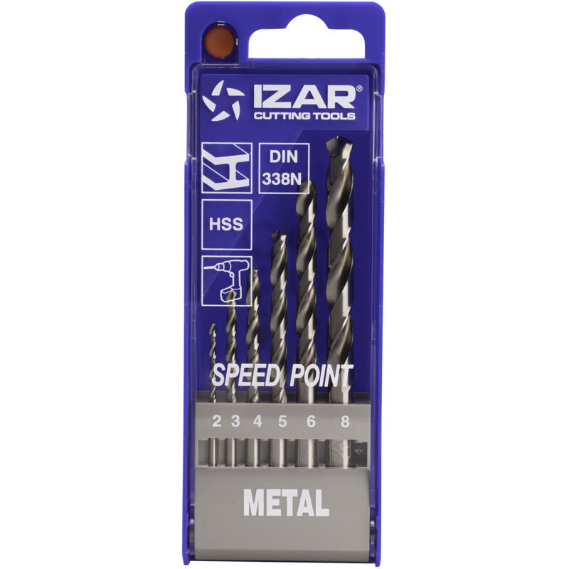 Izar - Juego Brocas DIN338 6-Uds. - 1462 - 2-3-4-5-6-8 hss Split Point c (1013)
