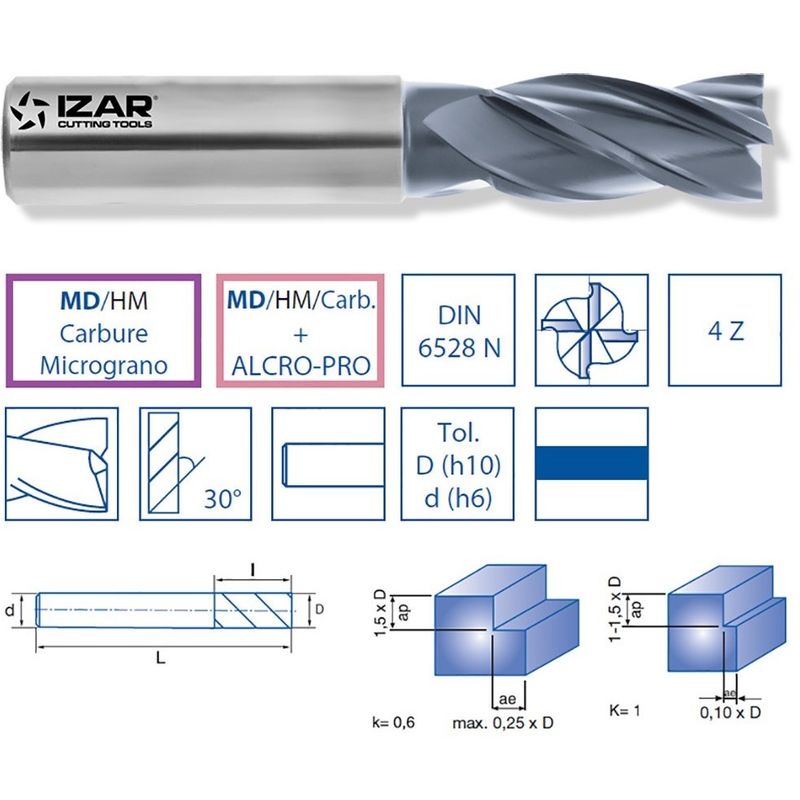 

IZAR 28448 - Fresa k30f DIN6528n 4z 04.00 mm