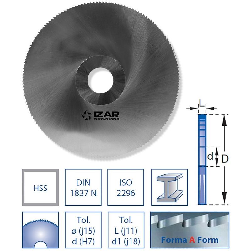 

64922 - Fresa sierra circular hss DIN1837n forma-a 200x1.60x32 z160 - Izar