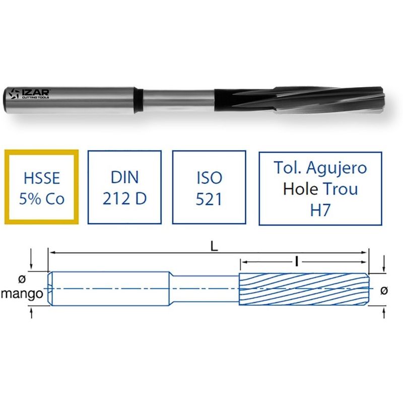 

IZAR 74460 - Escariador hsse DIN212d 13.00 mm