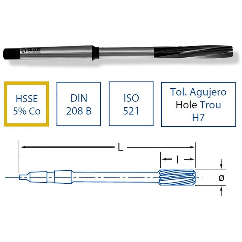 

74502 - Escariador hsse DIN208b conico 18.00 mm - Izar