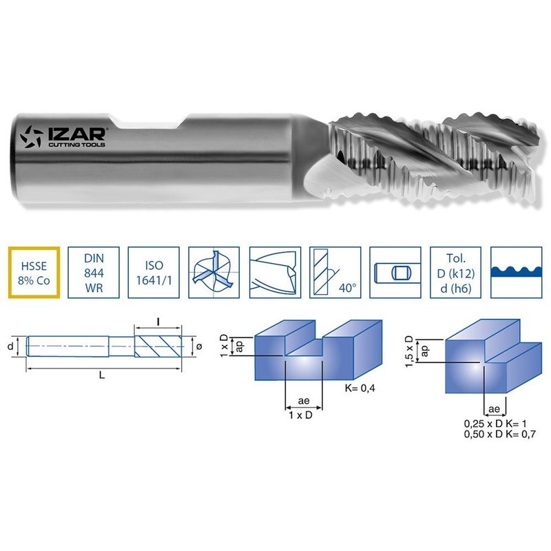 

IZAR 78851 - Fresa desbaste grueso hsse8% DIN844wr 3z 13.00 mm