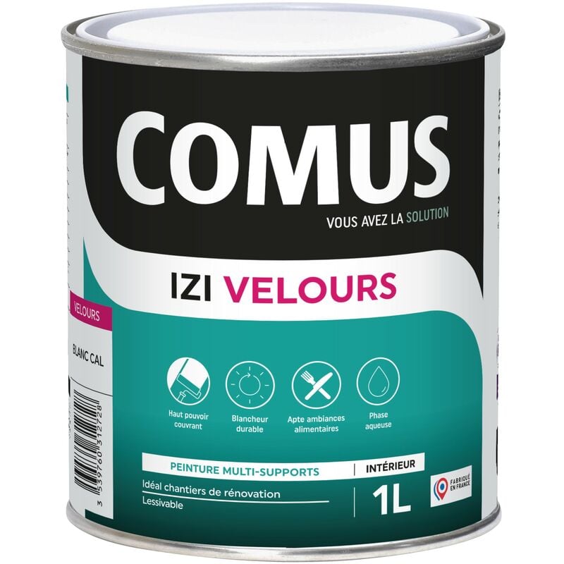 Izi'velours 1L - Peinture acrylique d'aspect velours en phase aqueuse Comus