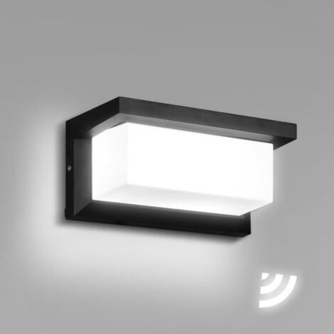 Izrielar Applique murale d\'extérieur LED avec détecteur de mouvement Applique murale moderne IP65 étanche blanc froid