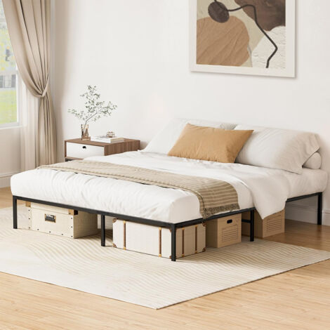 Iztoss – Lit adulte 160x200 en métal – Cadre robuste – Sommier 160x190 sans tête de lit – Capacité de charge 250 kg – Garde au sol 30 cm