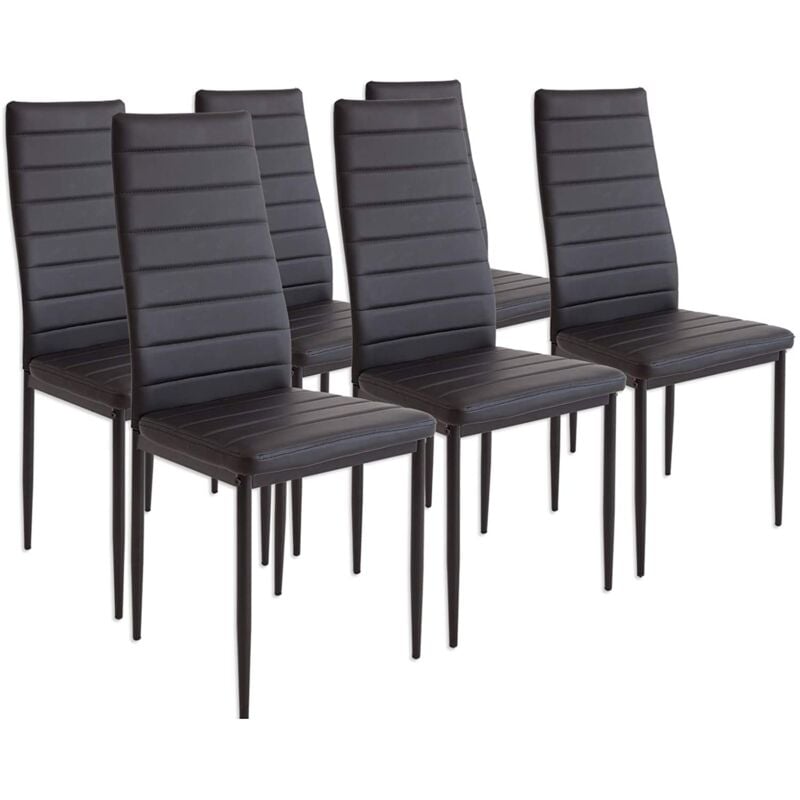 Lot de 6 Chaise Cuisine, Chaise de Salle à Manger, Dossier Haut de la Cuisine, Chaise de Salle à Manger Confortable et Durable - Noir (6)