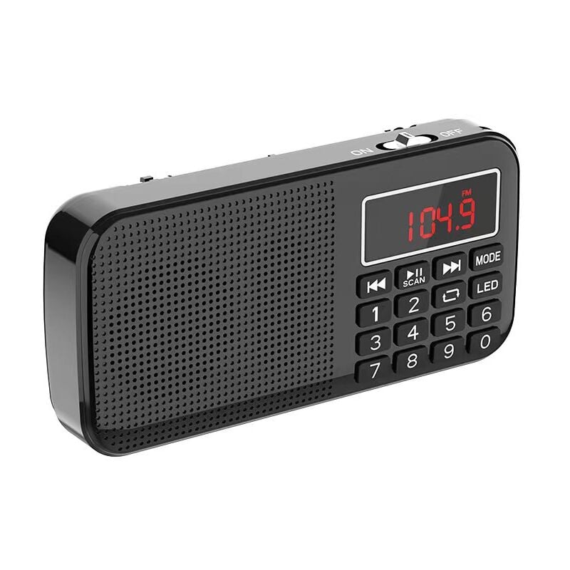 J-725 Radio Portable Rechargeable, Poste Radio FM avec Batterie Rechargeable 3000mAh, Petite Radio Portable Digital avec Horloge/Réveil et éClairage