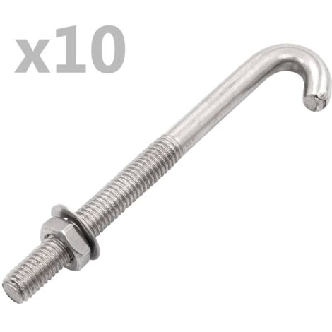 J-Ankerschraube mit Mutter Unterlegscheibe 25 Sets M8 x 100 mm