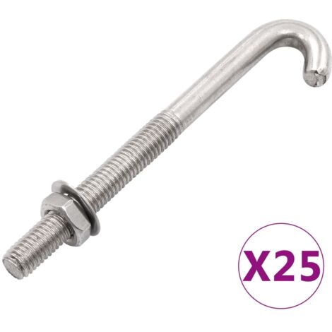 J-Ankerschraube mit Mutter Unterlegscheibe 25 Sets M8 x 120 mm
