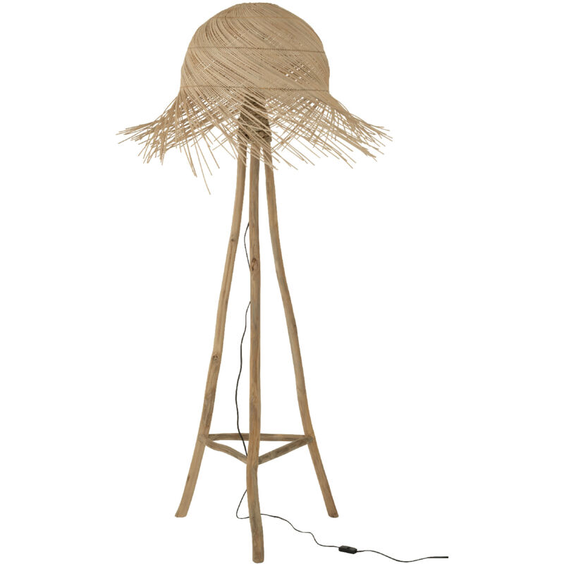 Lampadaire rond en rotin Naturel 58x58x177 cm